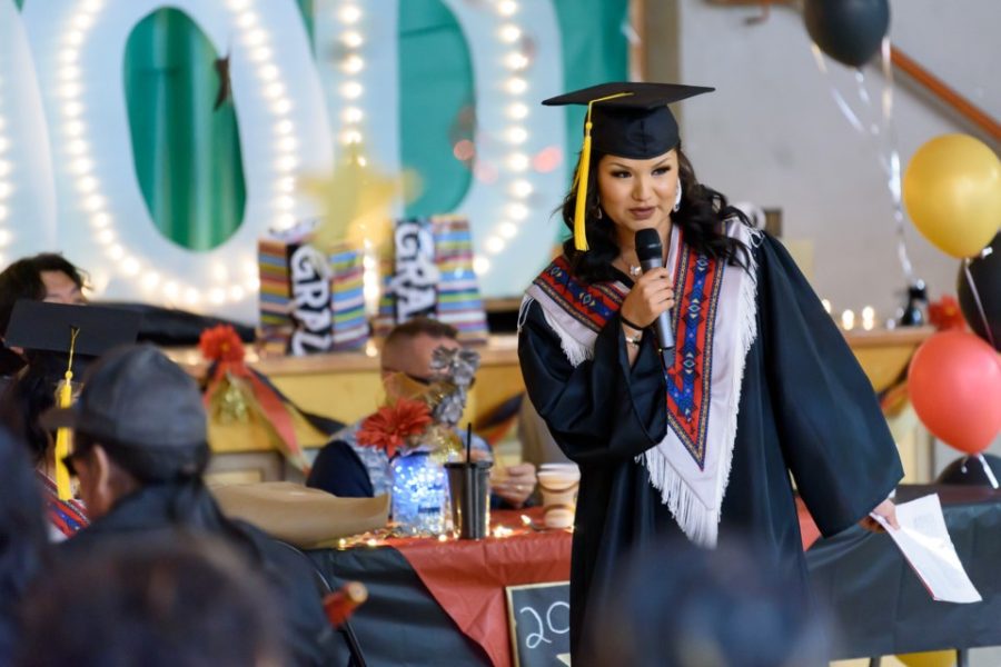 2023 Eden Valley High School Grads Royelle Daniels and Sara Lefthand – photo by Robert Korotyszyn/Western Wheel